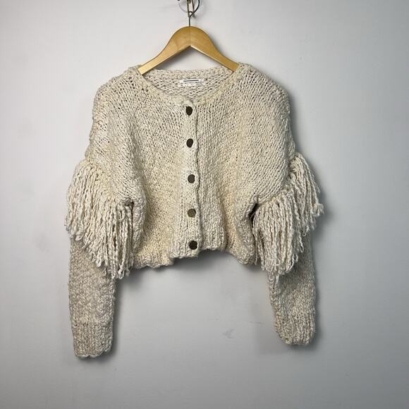 Anthropologie Sweaters - Anthropologie Chunky Knit Fringe Cardigan Sweater Woman’s Size XS/S